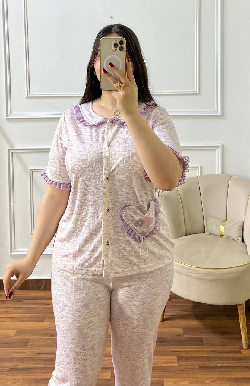 Pyjama 2 Piéces Piki Elegant Model En Piki Premium Qualité De Tissu