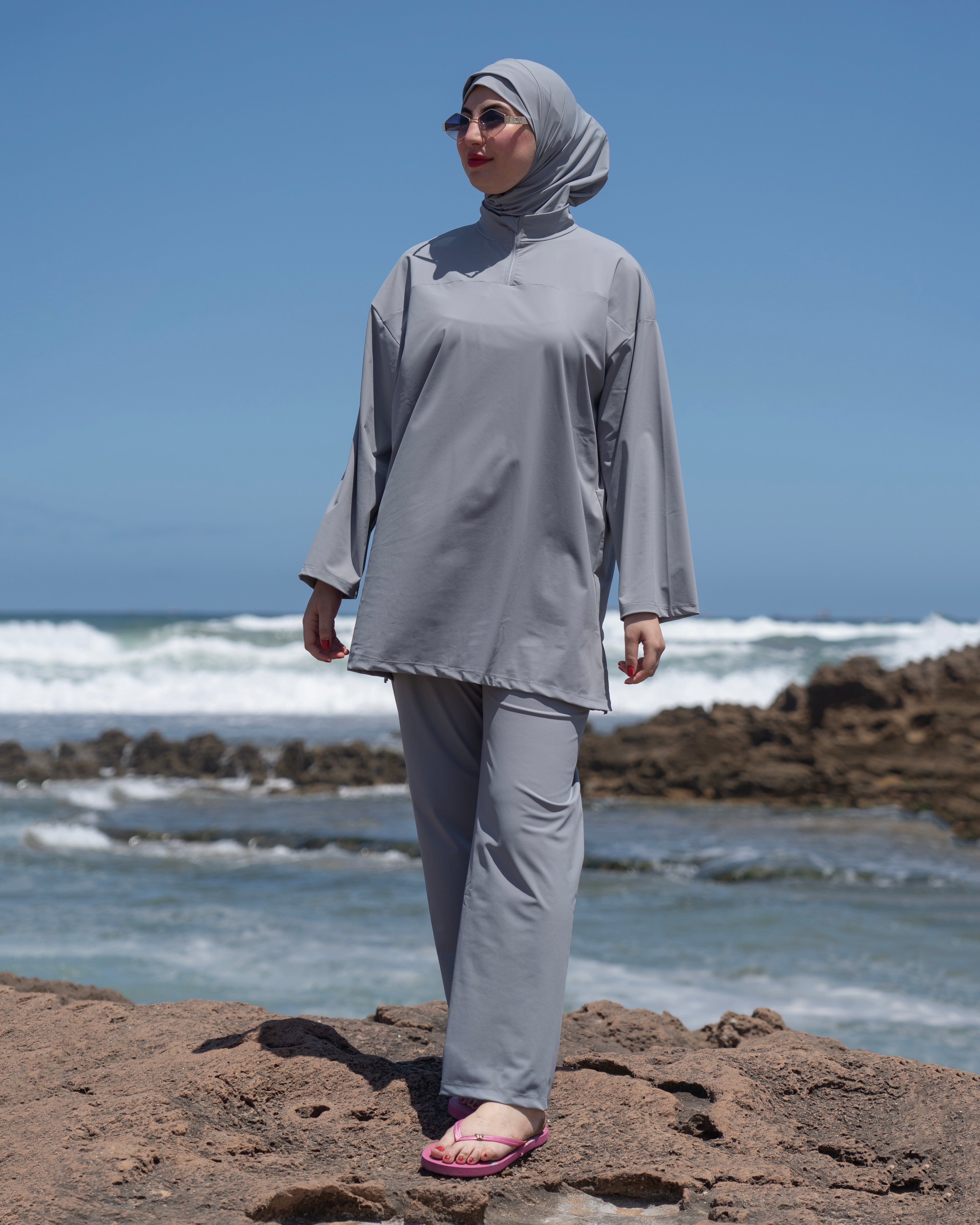 Burkini Hijab 3 pièces élégant &amp; pratique pour vos moments à la plage
