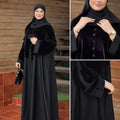 Abaya velour +crêpe pour l’Aïd et les grandes occasions, alliant luxe, élégance et raffinement.